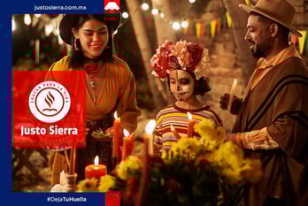 padres con su hijo en dia de muertos 